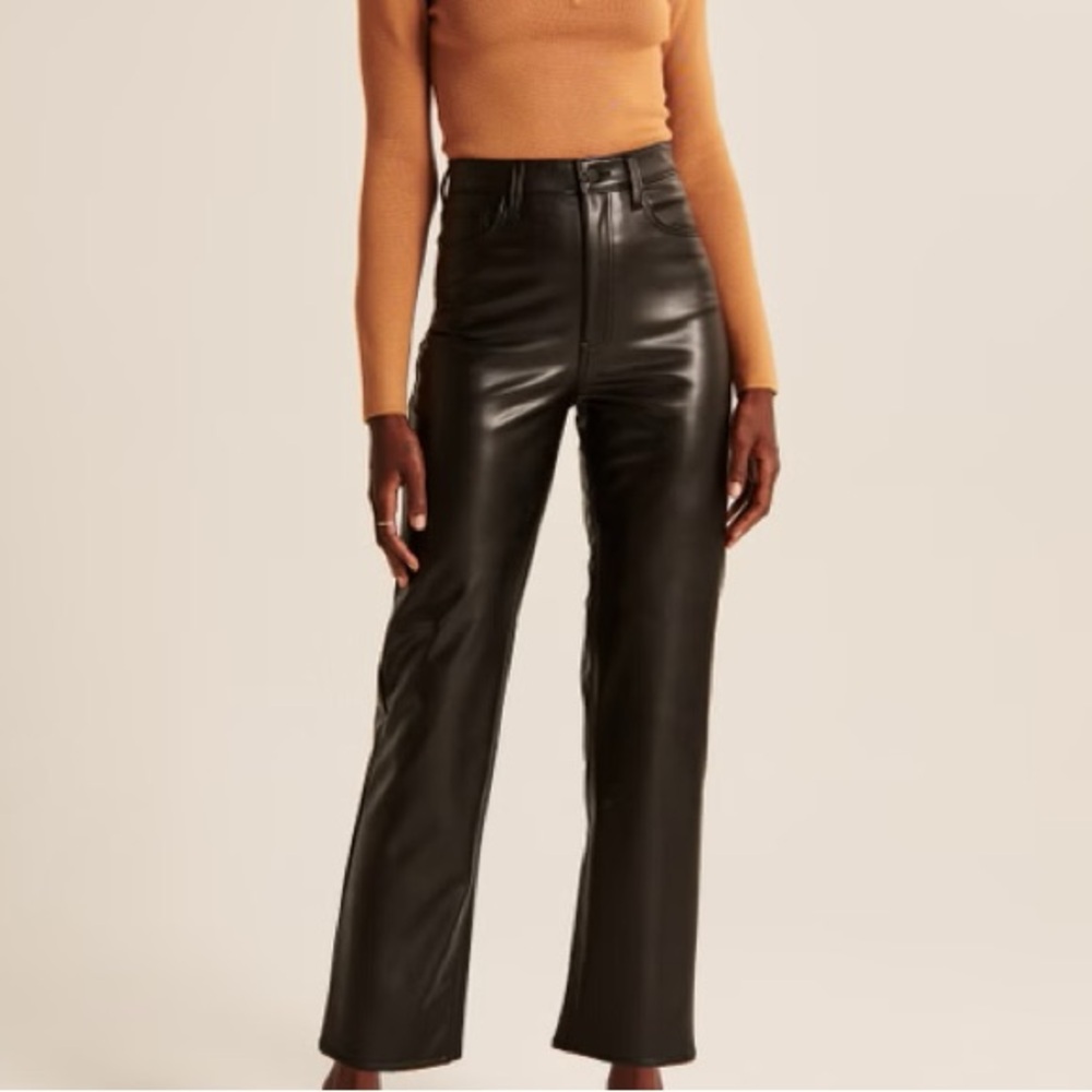 Abercrombie vegan leather pants ankle straight ultra high rise